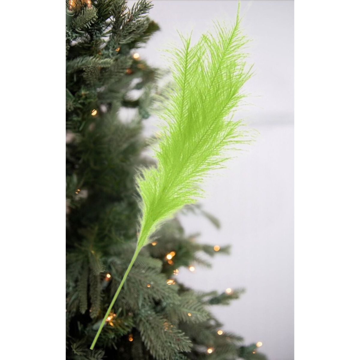 Shop For 32" Fabric Grass Plume Spray: Lime Green