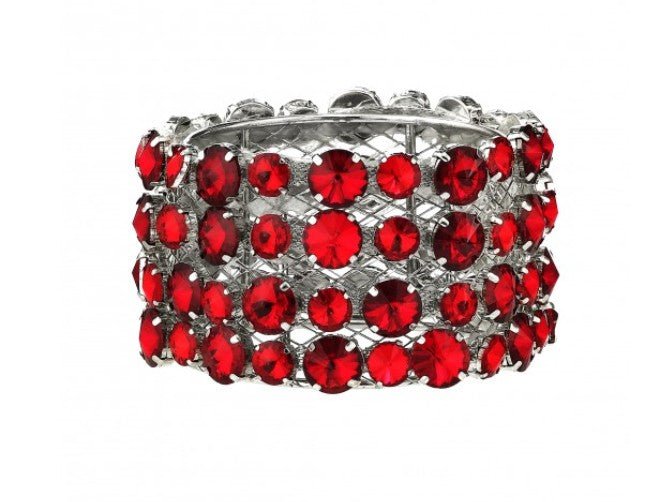Shop For 3.25 inch Faux Diamond Cuff Ring: Red