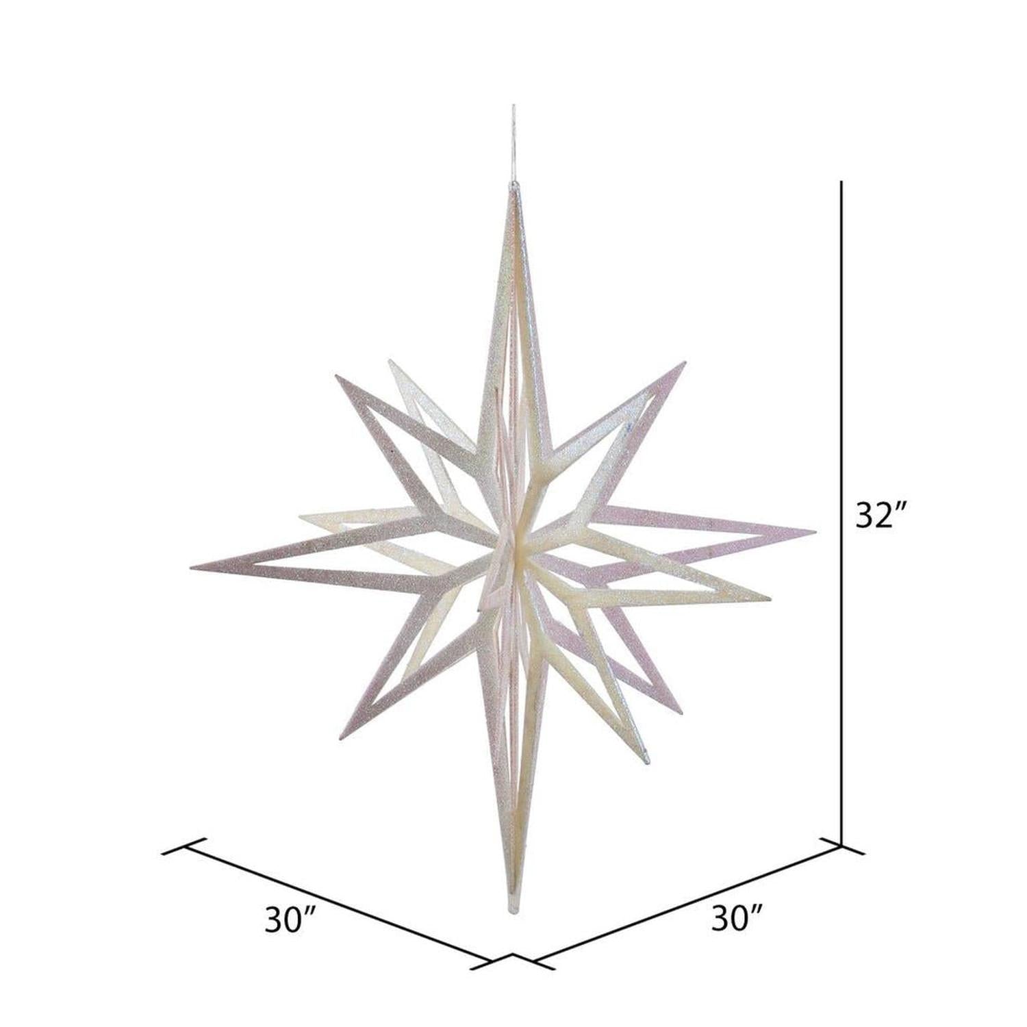 32in White Iridescent Star Christmas Ornament