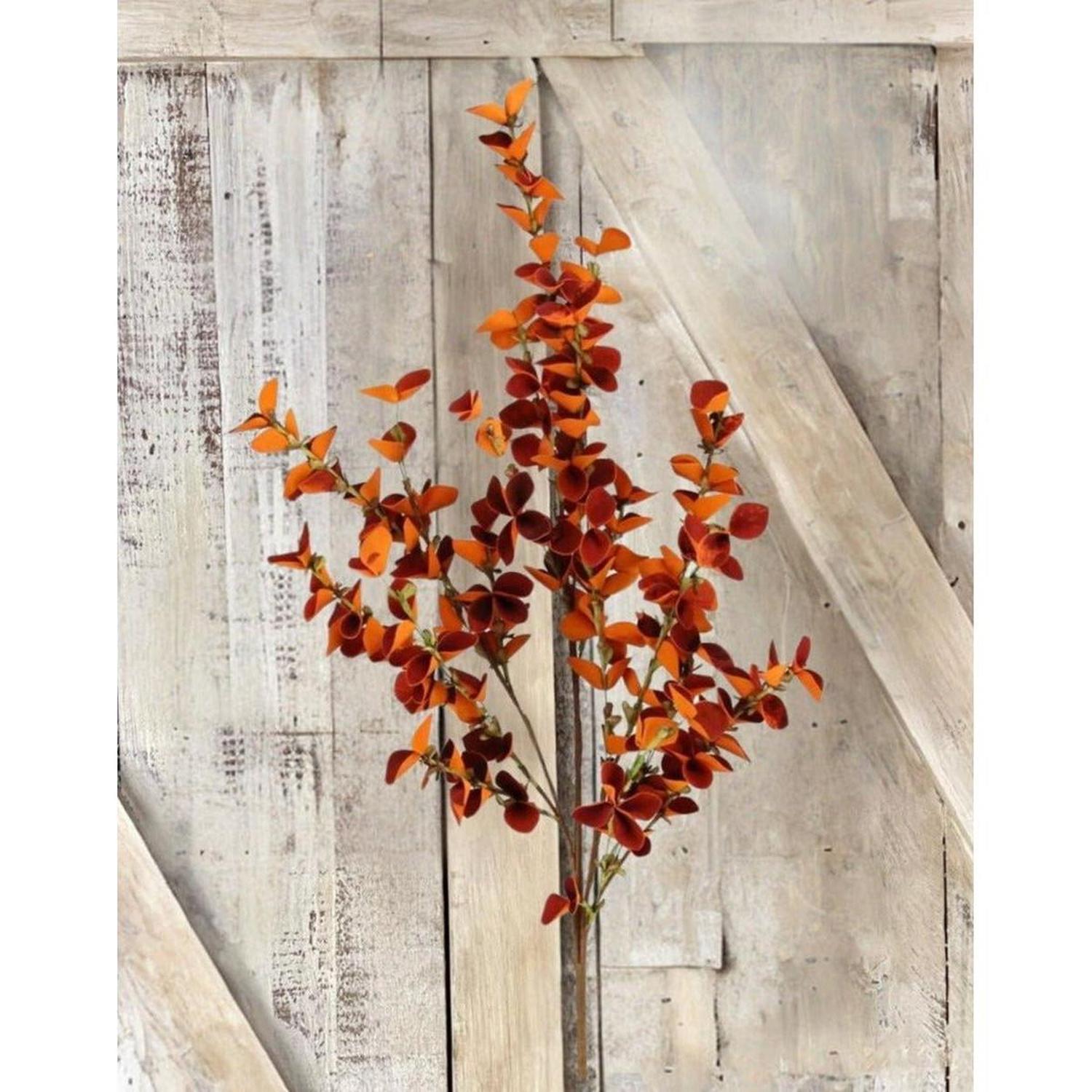 33" Foam Eucalyptus Paper Leaf Spray: Orange