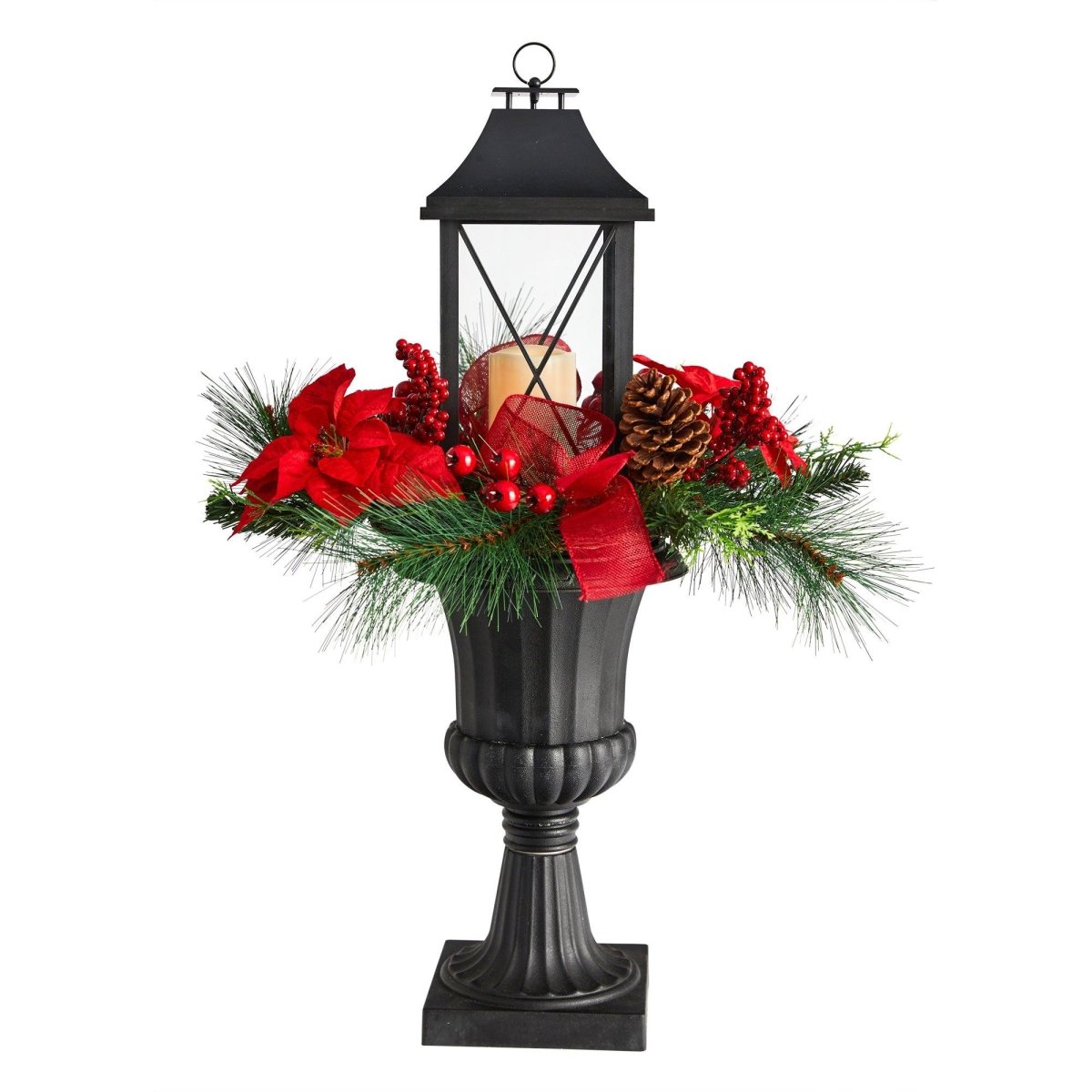 Shop For 33” Holiday Berries and Poinsettia Lantern