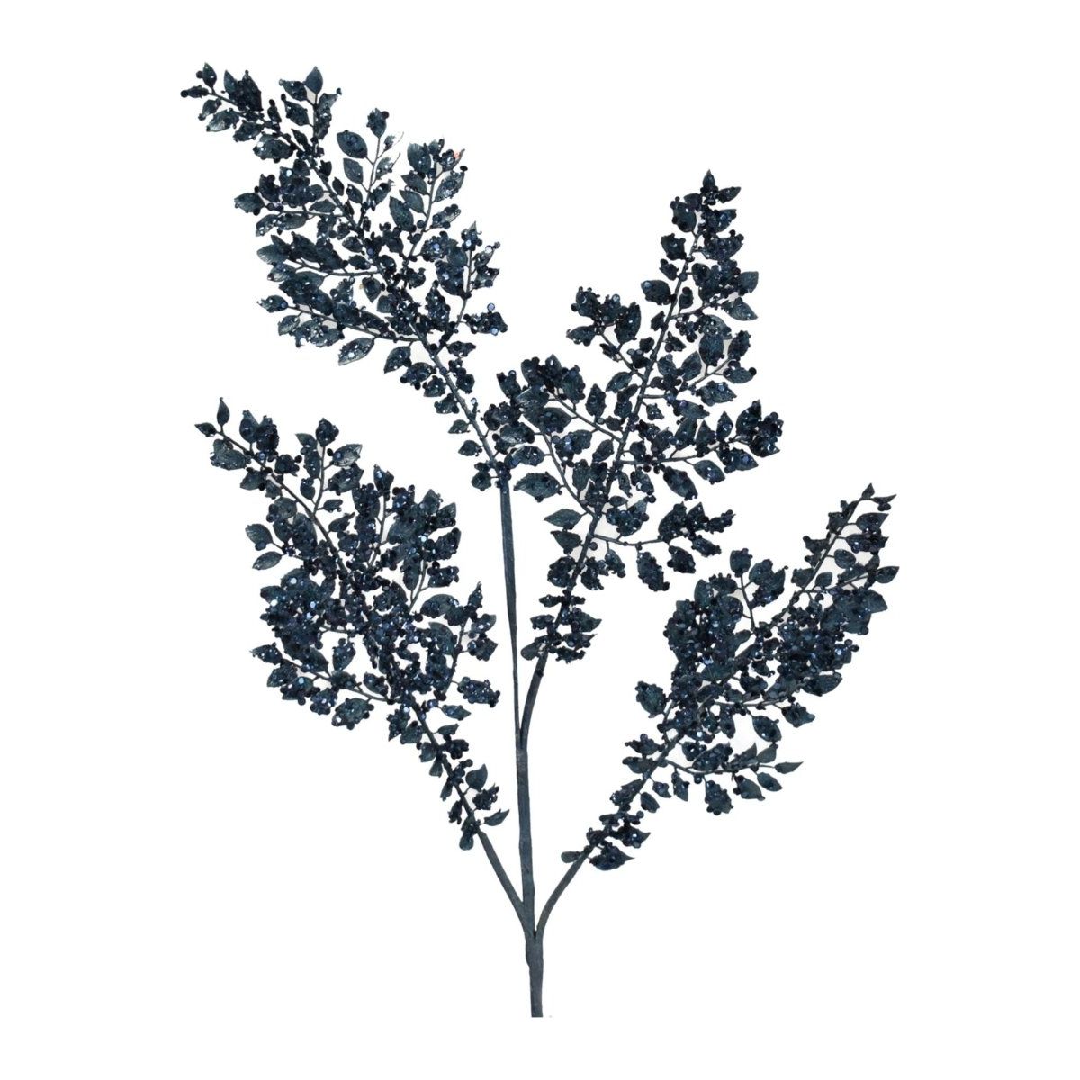 Shop For 33'' Metallic Fern Spray: Midnight Blue