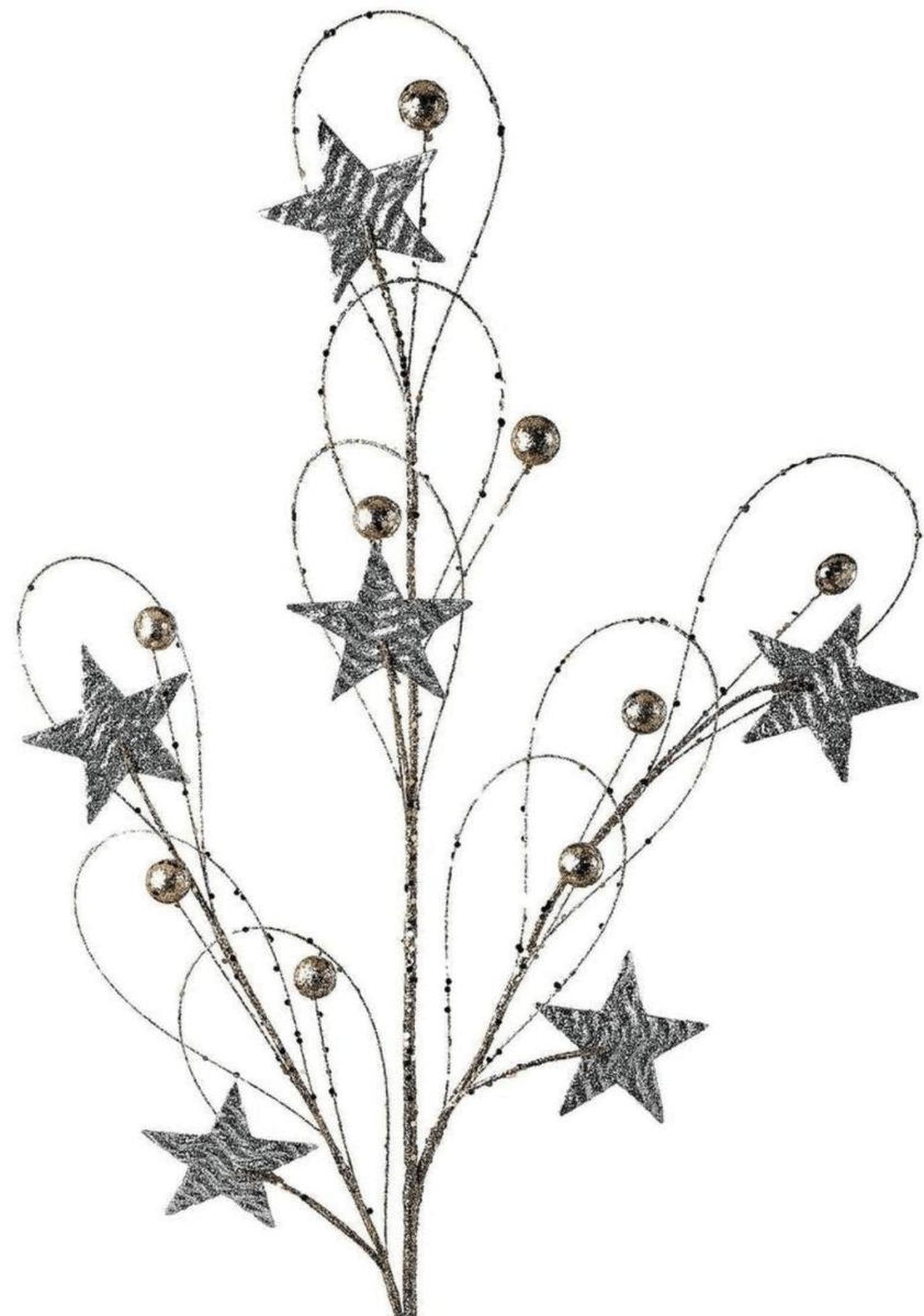 34" Glitter Star Ball Loop Spray: Gold/Silver