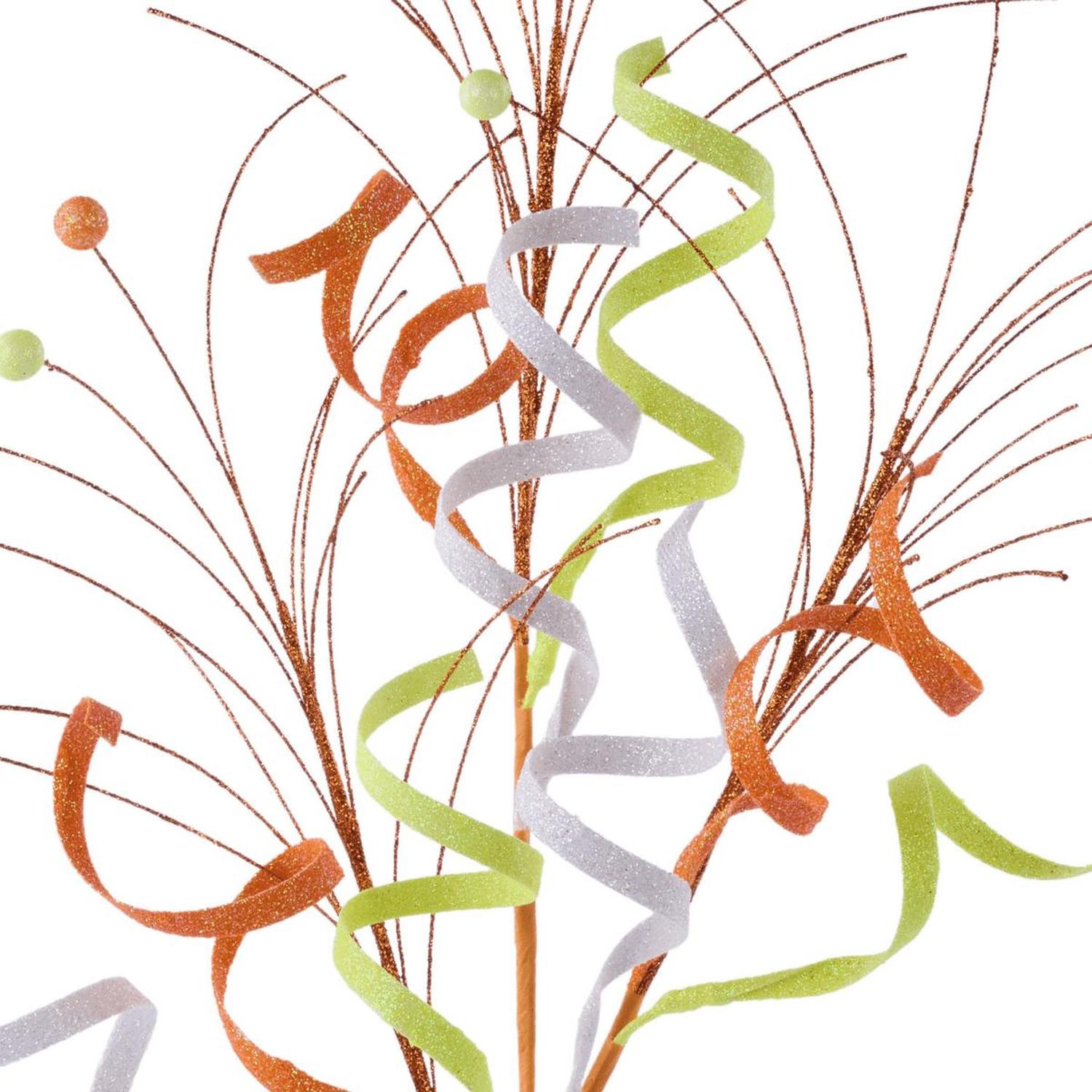 Shop For 35" Glitter Curly Fishline Ball Spray: Candy Corn