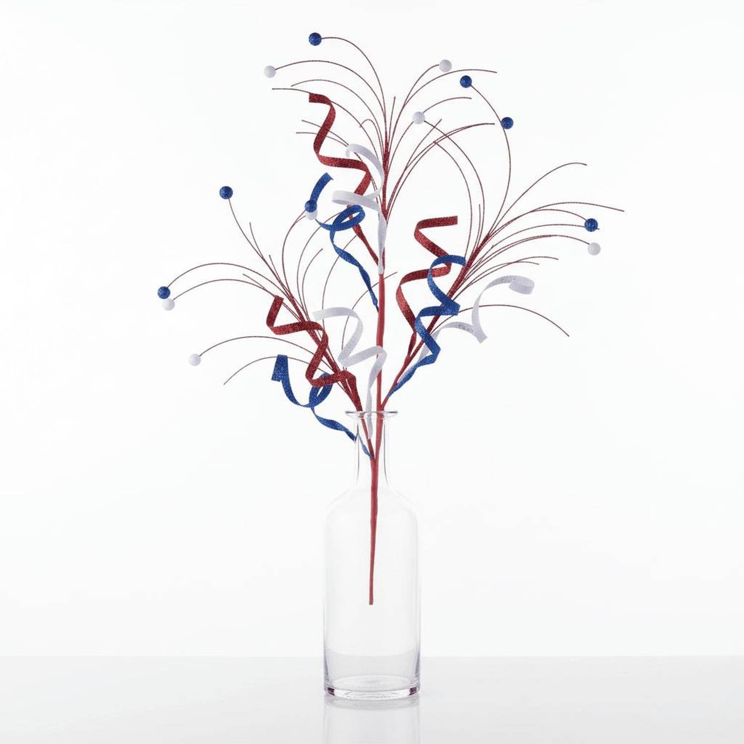 Shop For 35" Glitter Curly Fishline Ball Spray: Patriotic