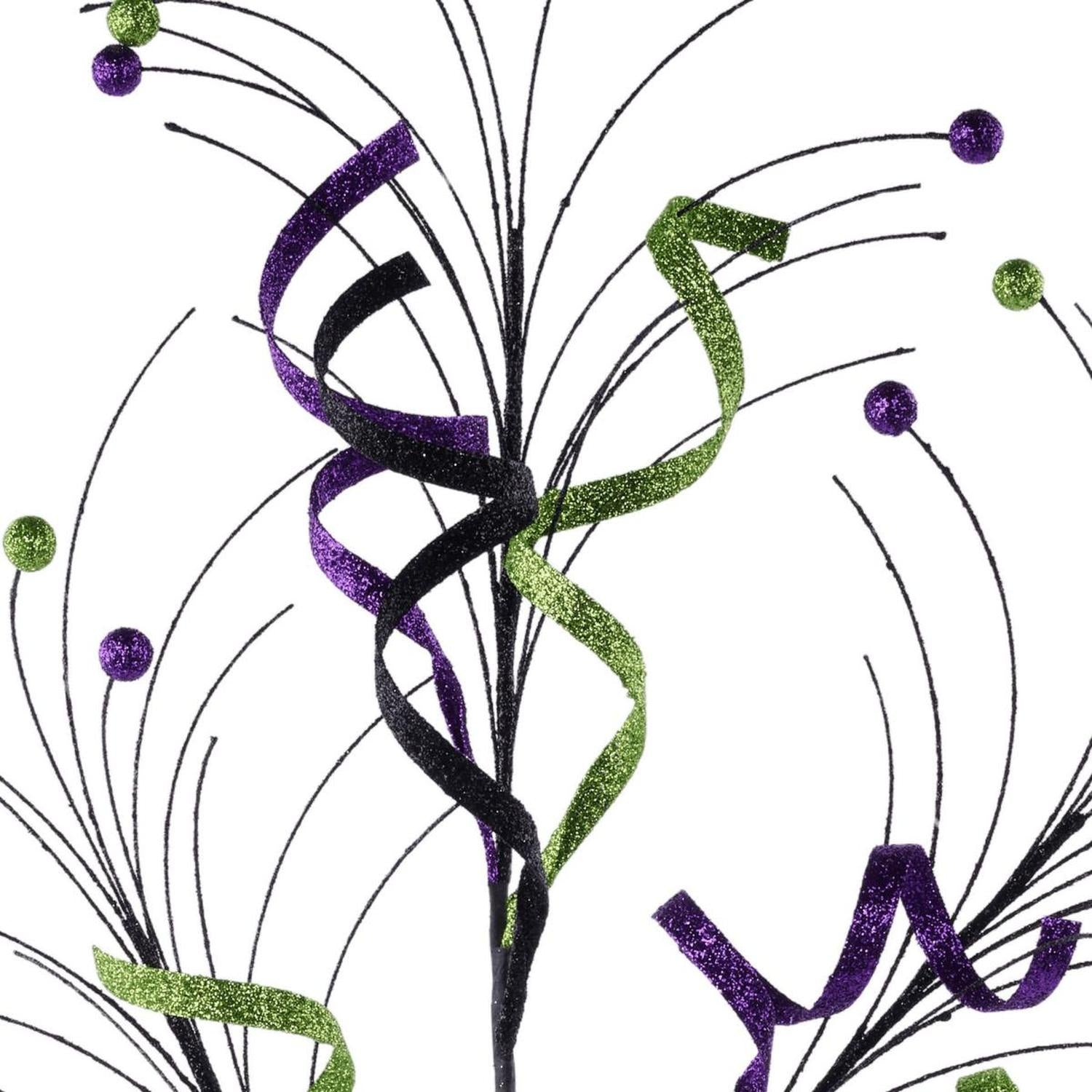 Shop For 35" Glitter Curly Fishline Ball Spray: Purple/Black/Lime