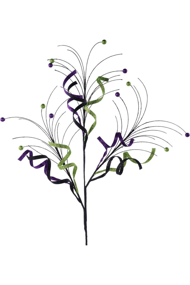 Shop For 35" Glitter Curly Fishline Ball Spray: Purple/Black/Lime