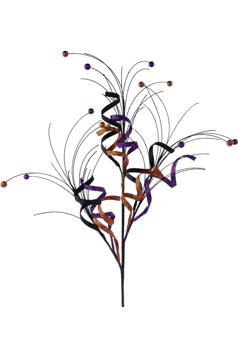 Shop For 35" Glitter Curly Fishline Ball Spray: Purple/Black/Orange
