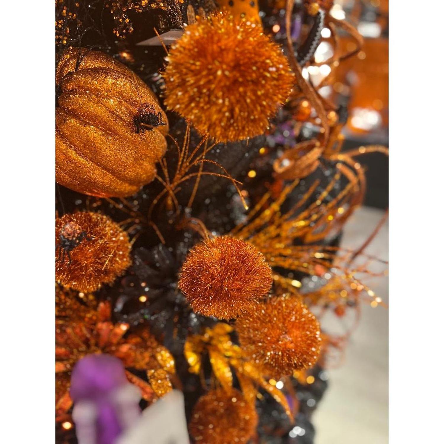 Shop For 35" Glitter Pom Pom Spray: Orange