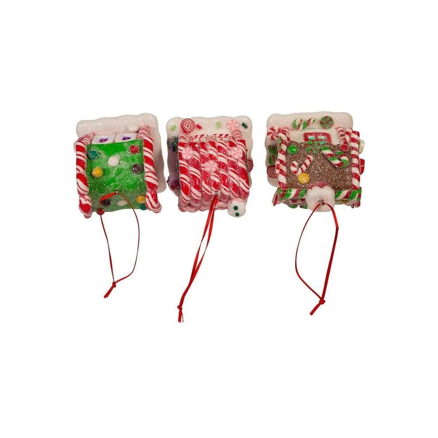 3.5" LED Gingerbread Candy Houses, 3-Piece Set