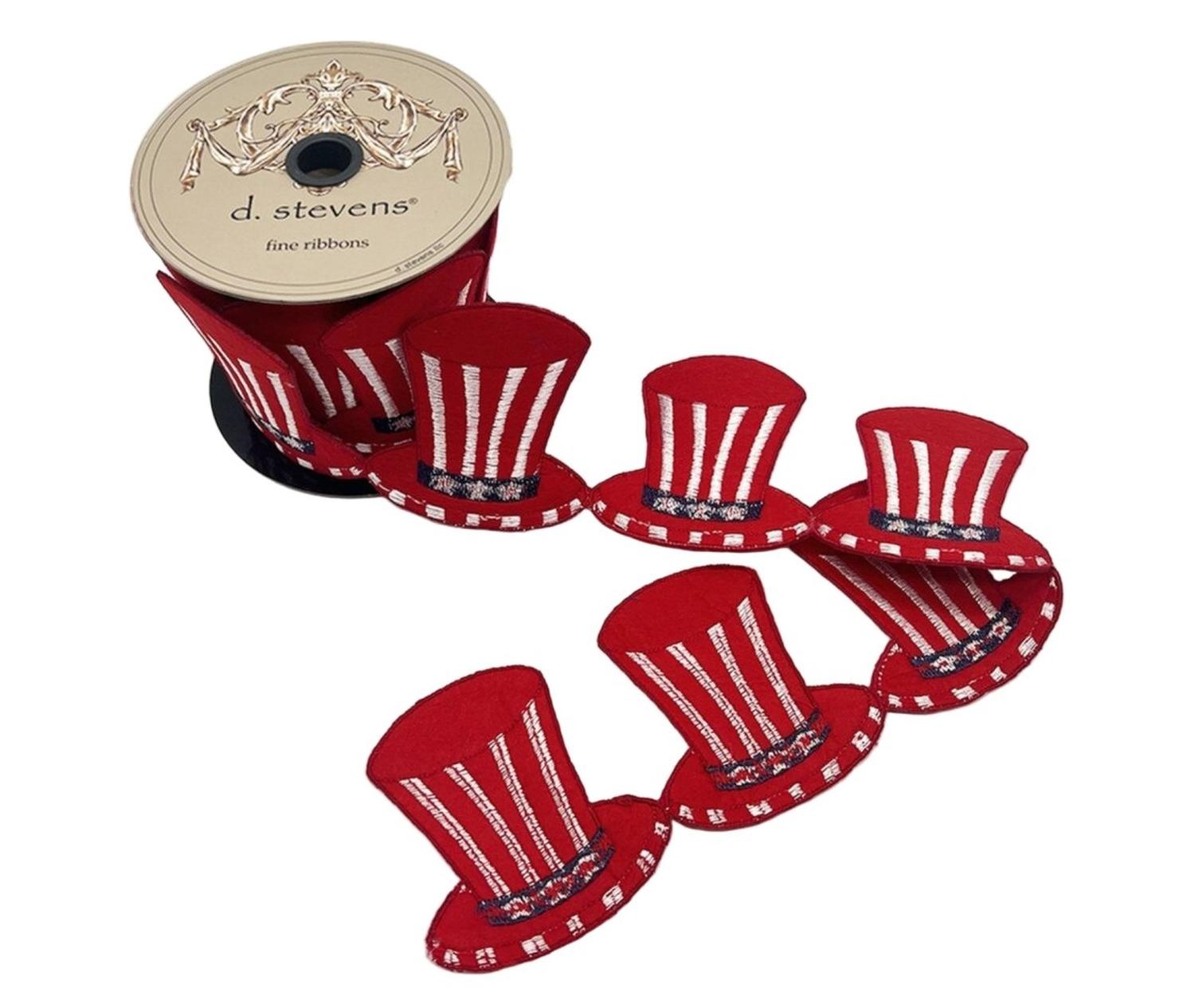 3.5in Felt Embroidery American Top Hat Garland (5 Yards)