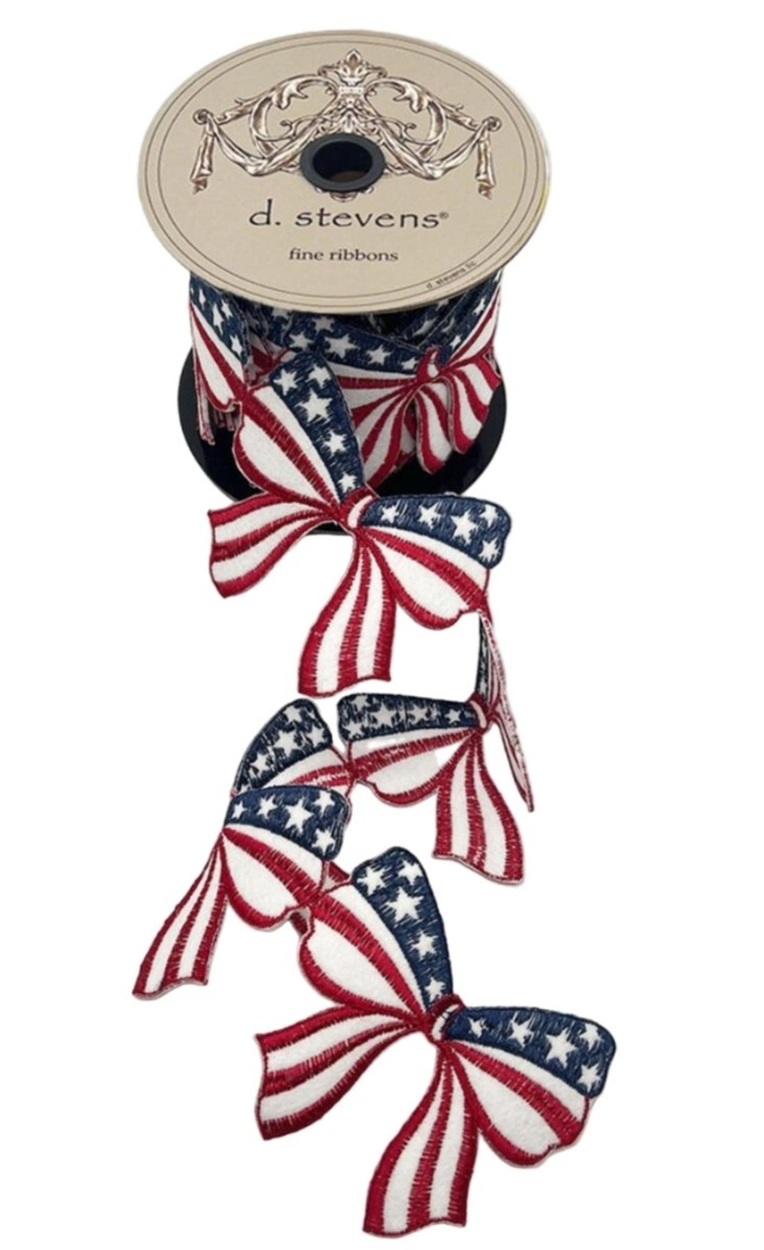 3.5in Felt Embroidery Americana Bow Garland (5 Yards)