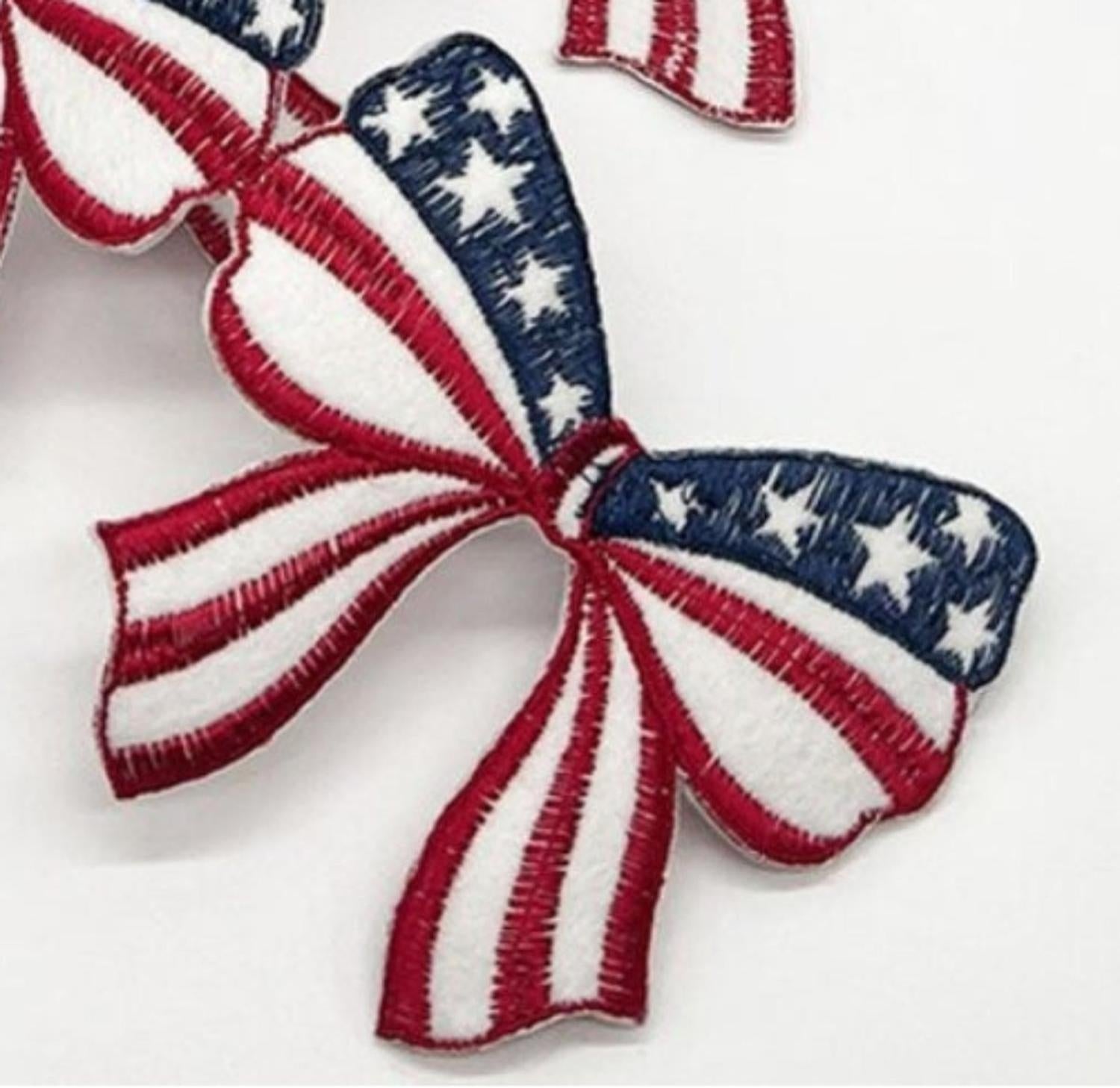 3.5in Felt Embroidery Americana Bow Garland (5 Yards)