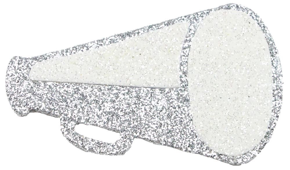 Shop For 3.5in Metallic Glitter Megaphone Ornament: Silver & White