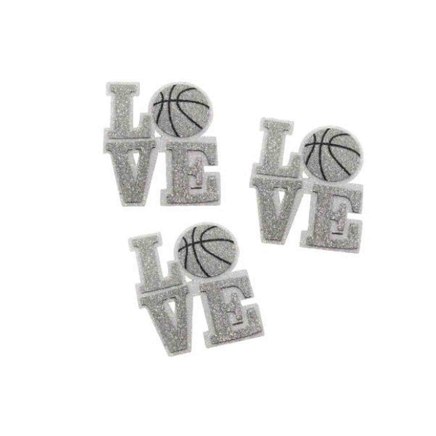 Shop For 3.5in Silver/White Glitter Foam Love Basketball Emblem