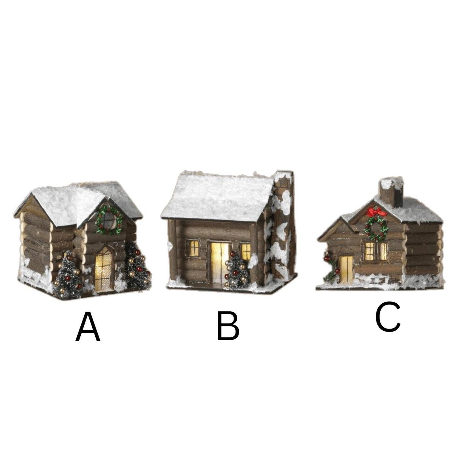 3.75" Lighted Wood House Ornament