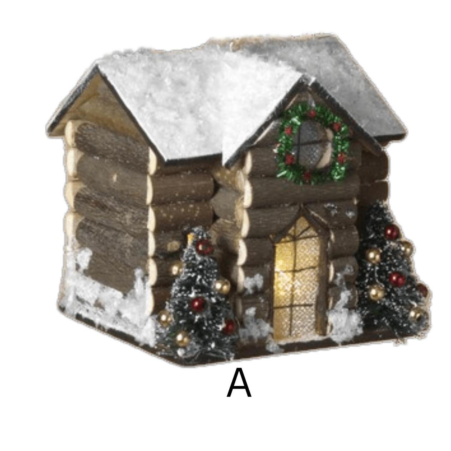 3.75" Lighted Wood House Ornament