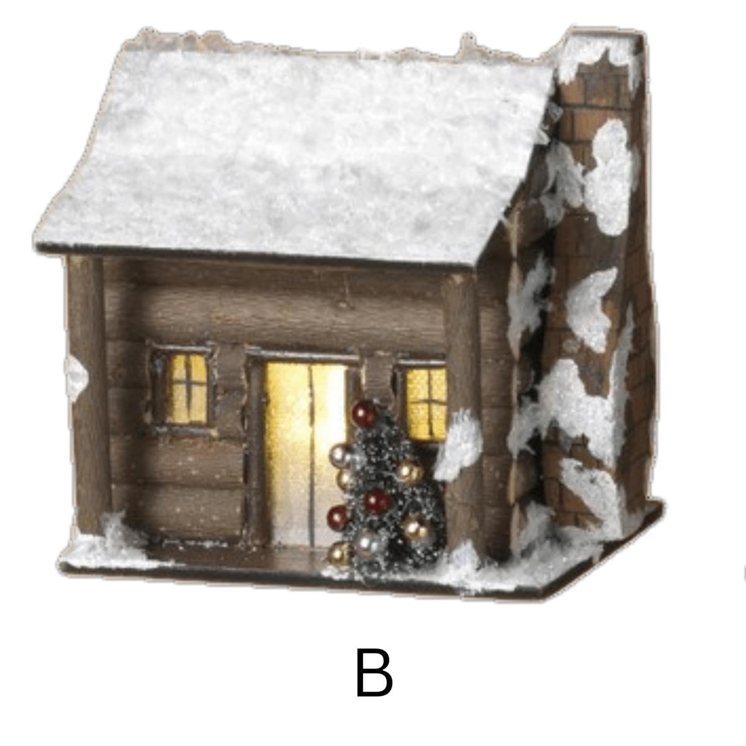 3.75" Lighted Wood House Ornament