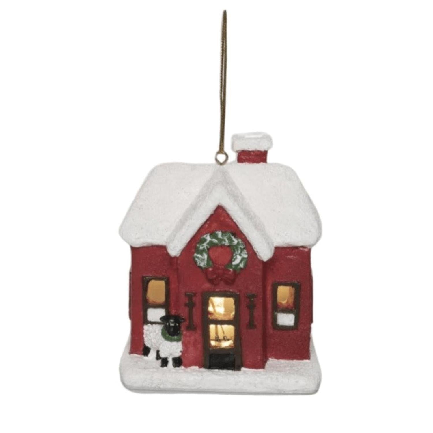 3.75in Light Up Holiday Barn Ornaments (Asst)