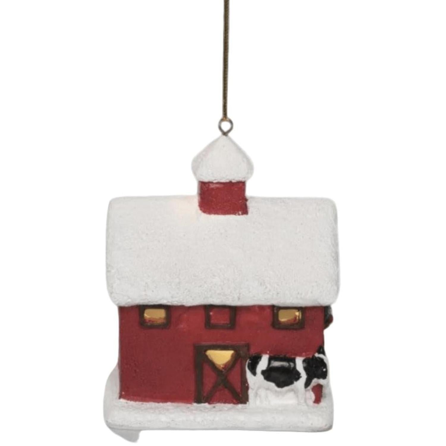 3.75in Light Up Holiday Barn Ornaments (Asst)