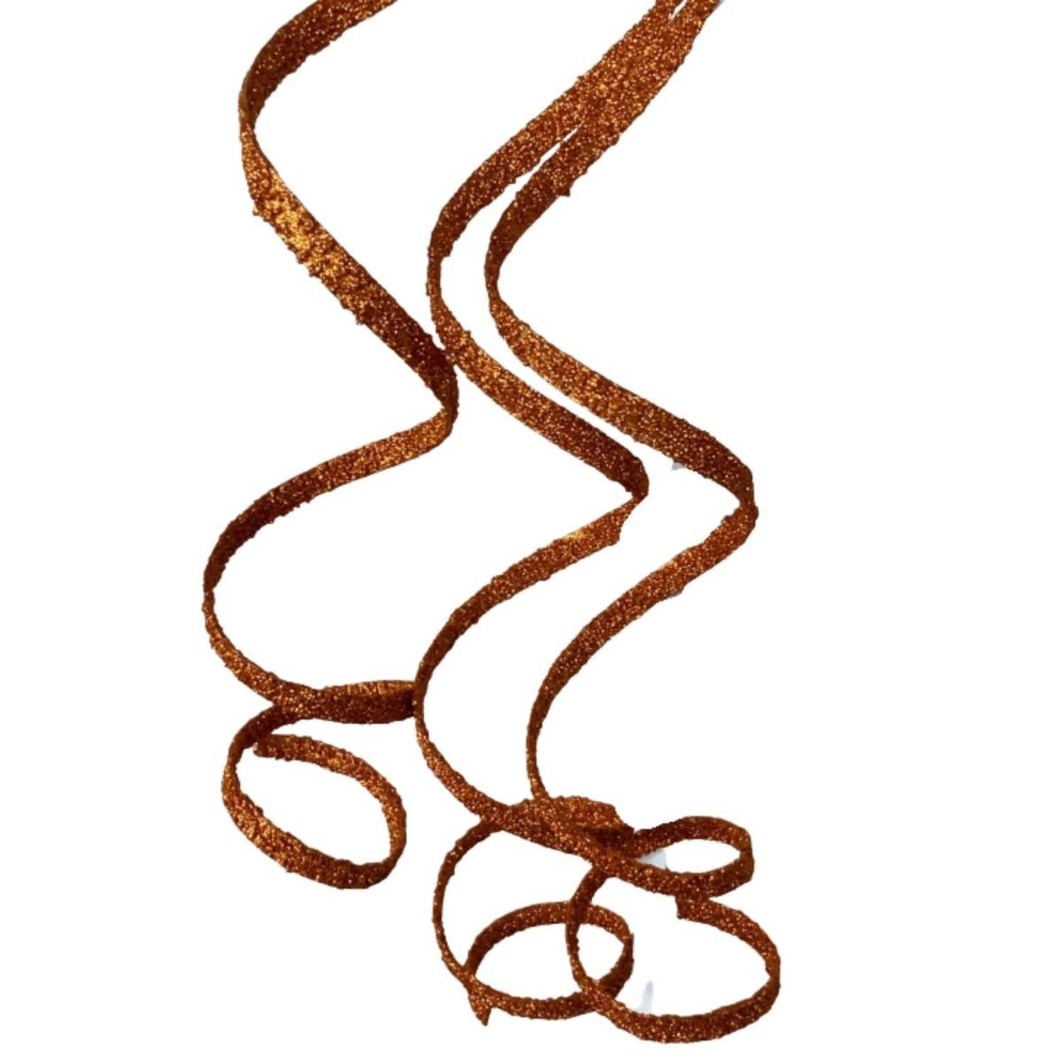 39" Glitter Loop Ribbon Spray: Orange