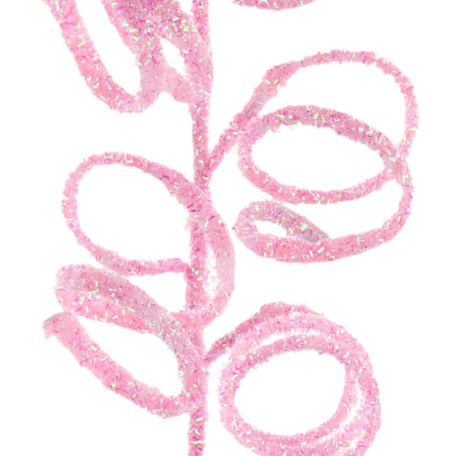 39" Iridescent Curly Hanging Spray: Soft Pink