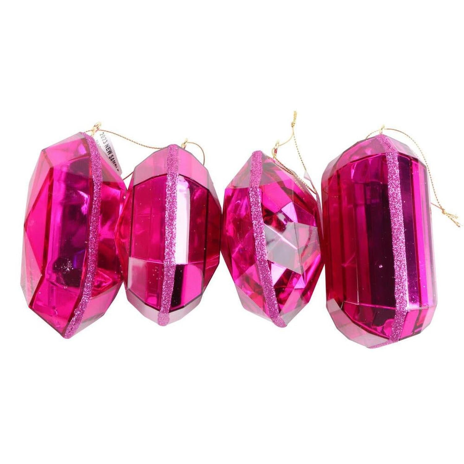 4-5" Acrylic Jewel Assortment Ornament: Pink (Set 4)