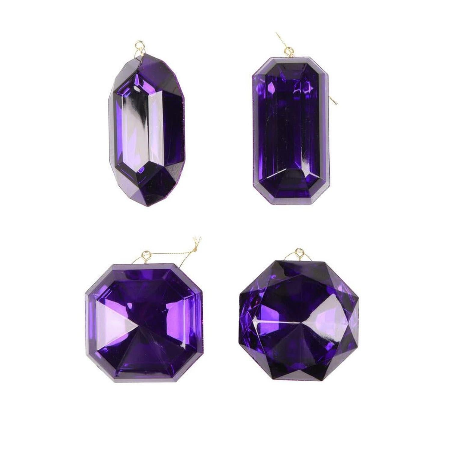 4-5" Acrylic Jewel Assortment Ornament: Purple (Set 4)