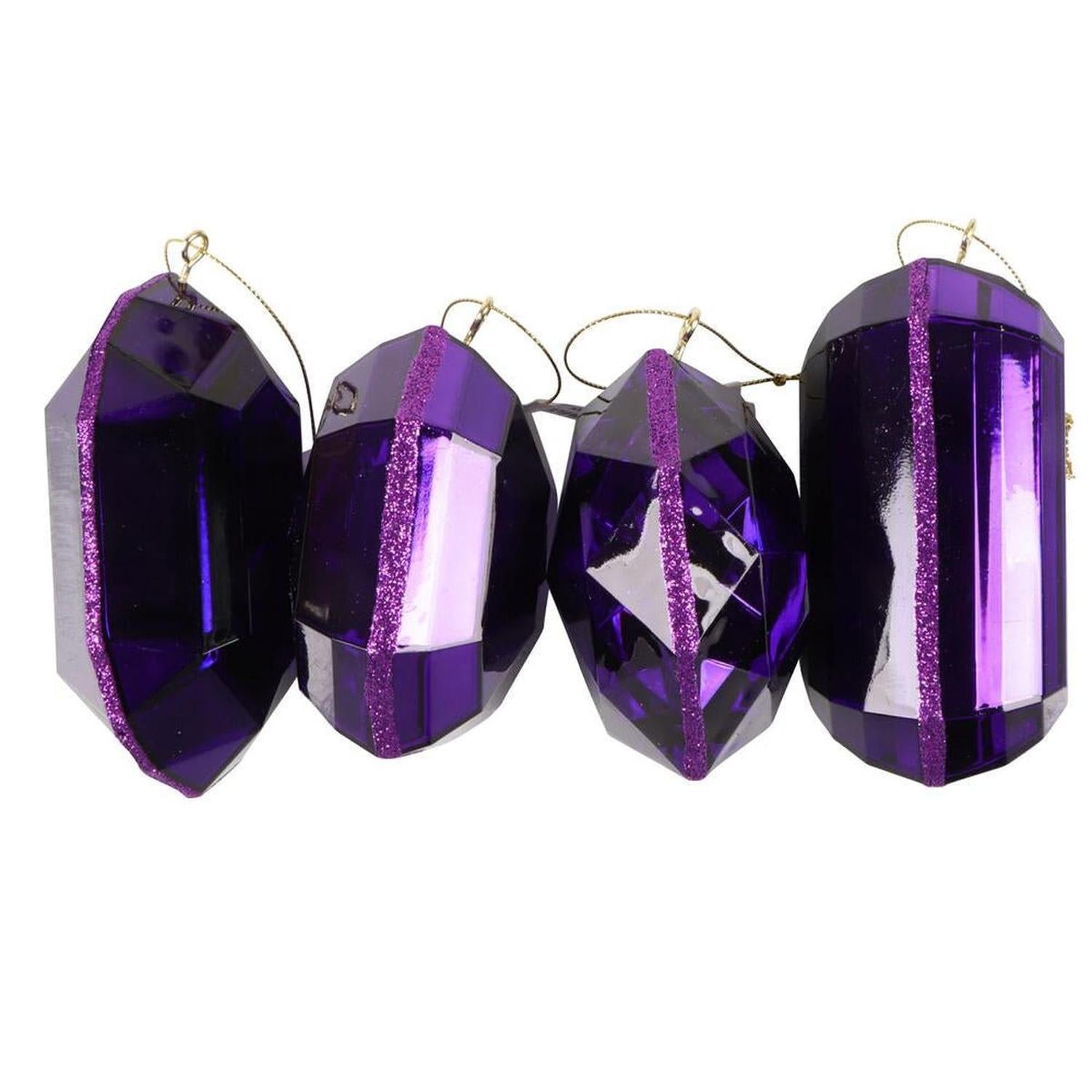 4-5" Acrylic Jewel Assortment Ornament: Purple (Set 4)