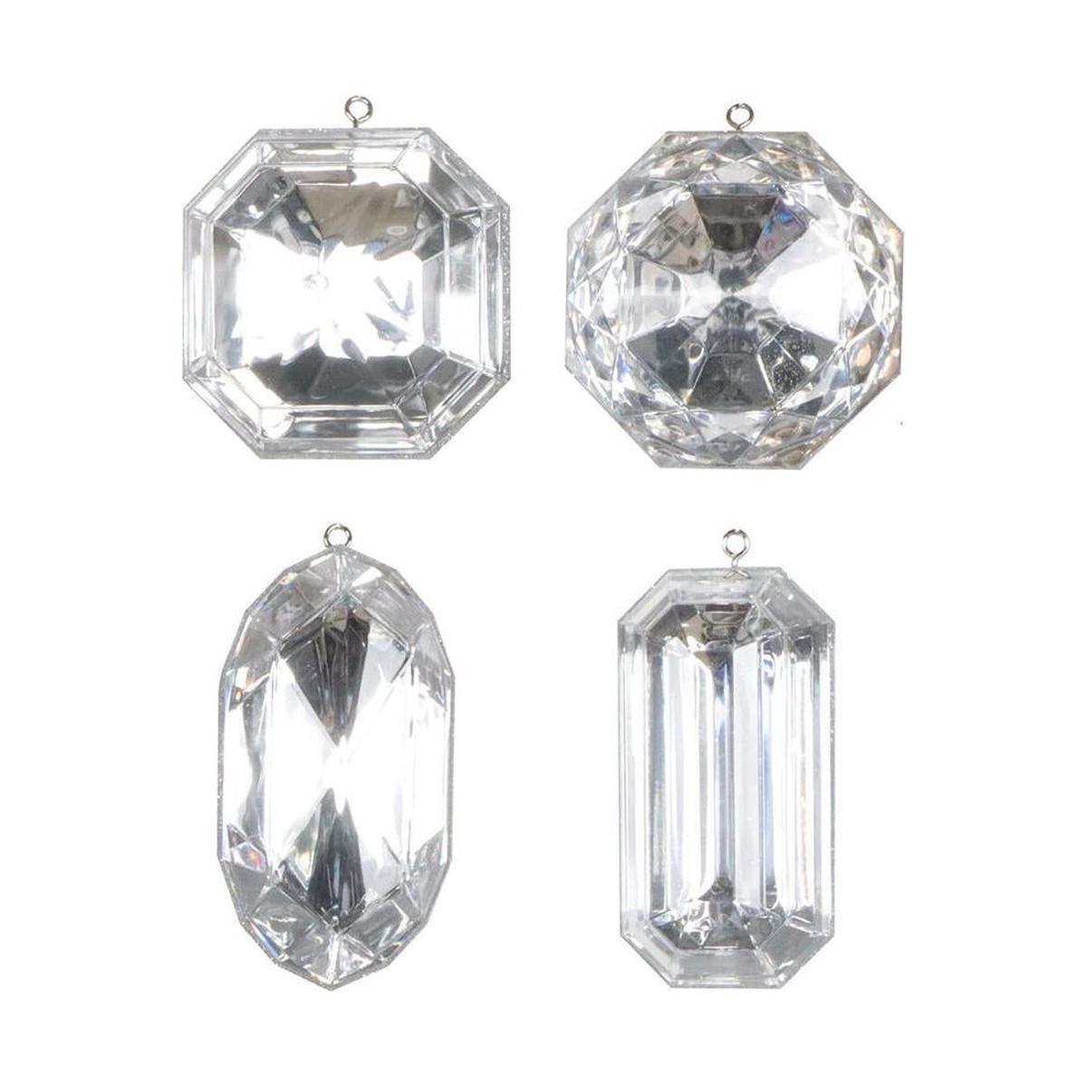 Shop For 4 - 5" Acrylic Jewel Assortment Ornament: Silver (Set 4)