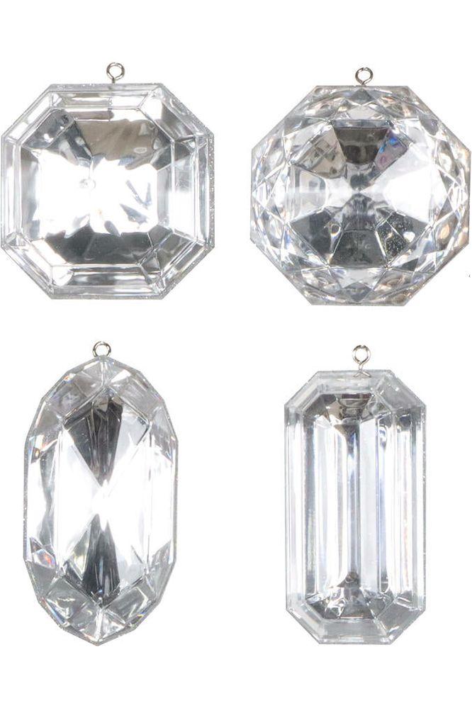 Shop For 4 - 5" Acrylic Jewel Assortment Ornament: Silver (Set 4)