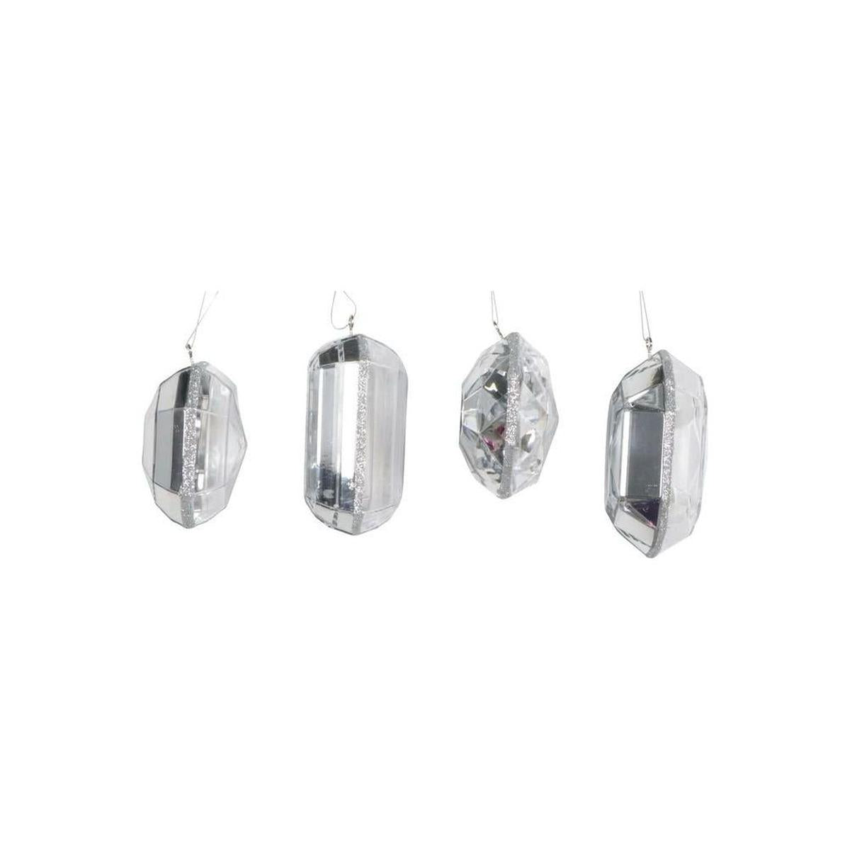 Shop For 4 - 5" Acrylic Jewel Assortment Ornament: Silver (Set 4)
