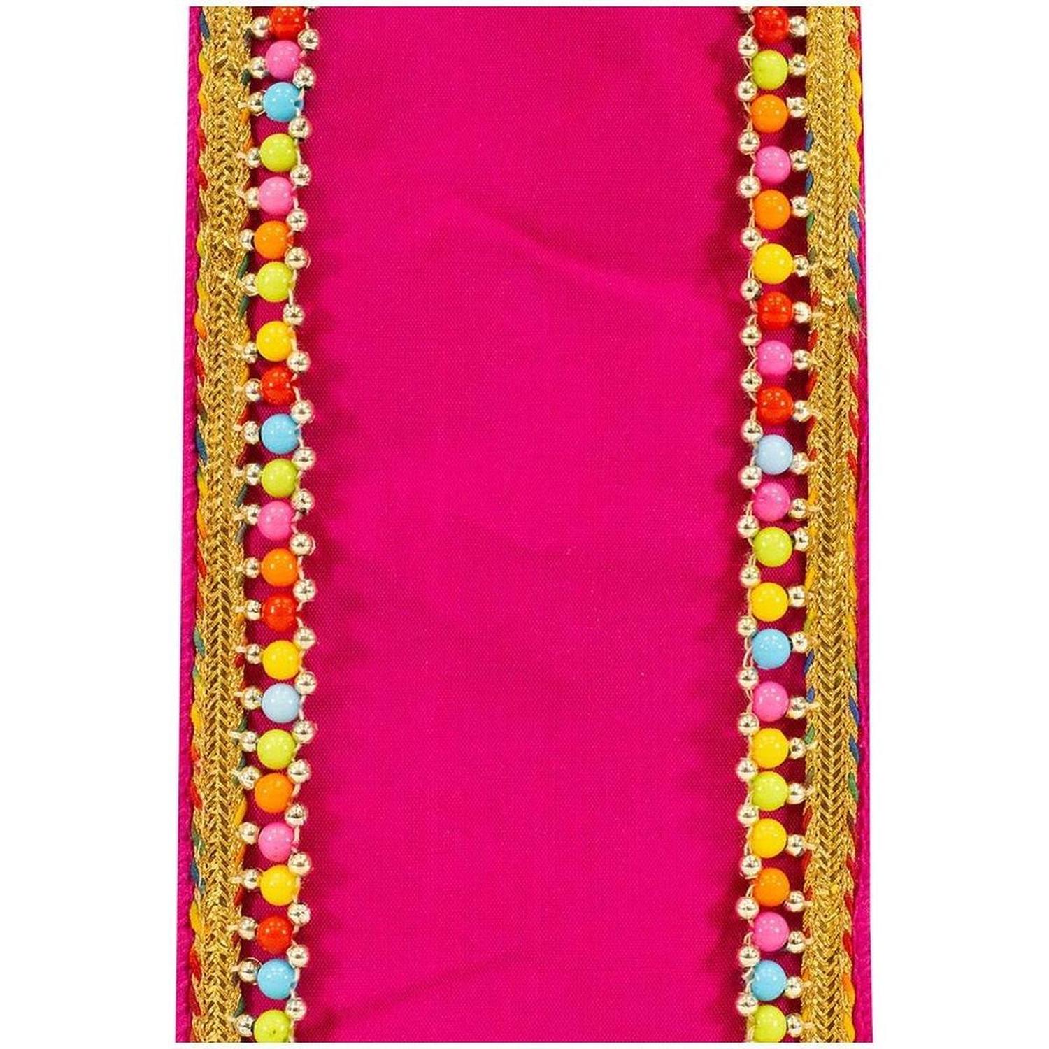 4" Beaded Candy Edge Ribbon: Fuchsia (5 Yards)