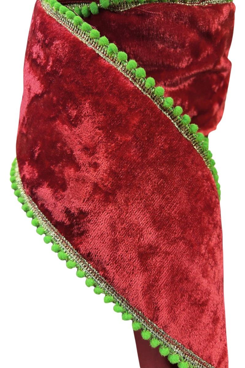 Shop For 4" Beaded Pom Edge Ribbon: Red/Lime (10 Yards)