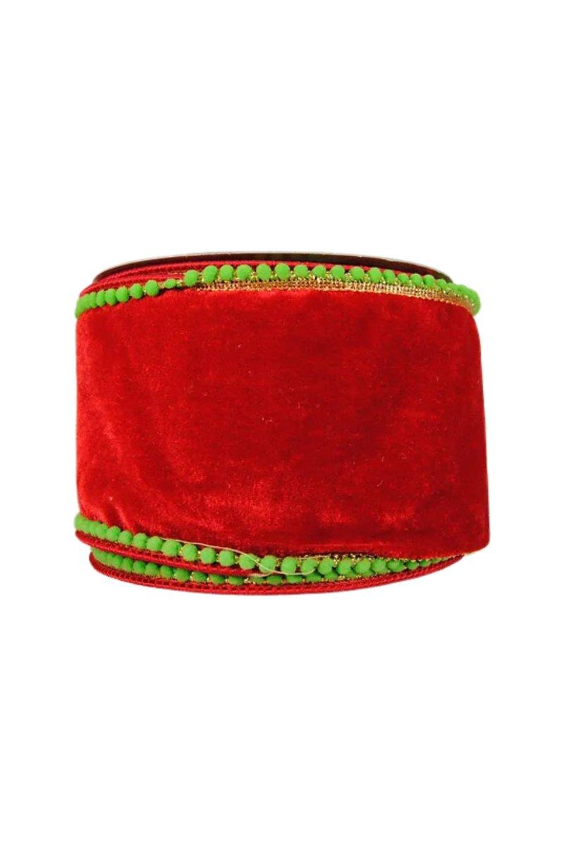 Shop For 4" Beaded Pom Edge Ribbon: Red/Lime (10 Yards)