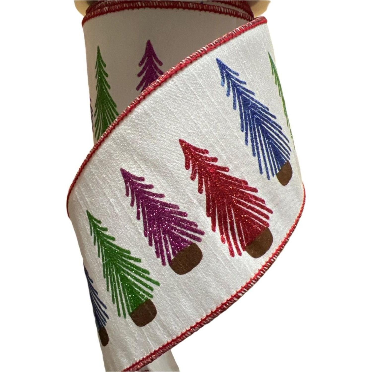 4" Bottle Brush Tree Ribbon: Multi (10 Yards)