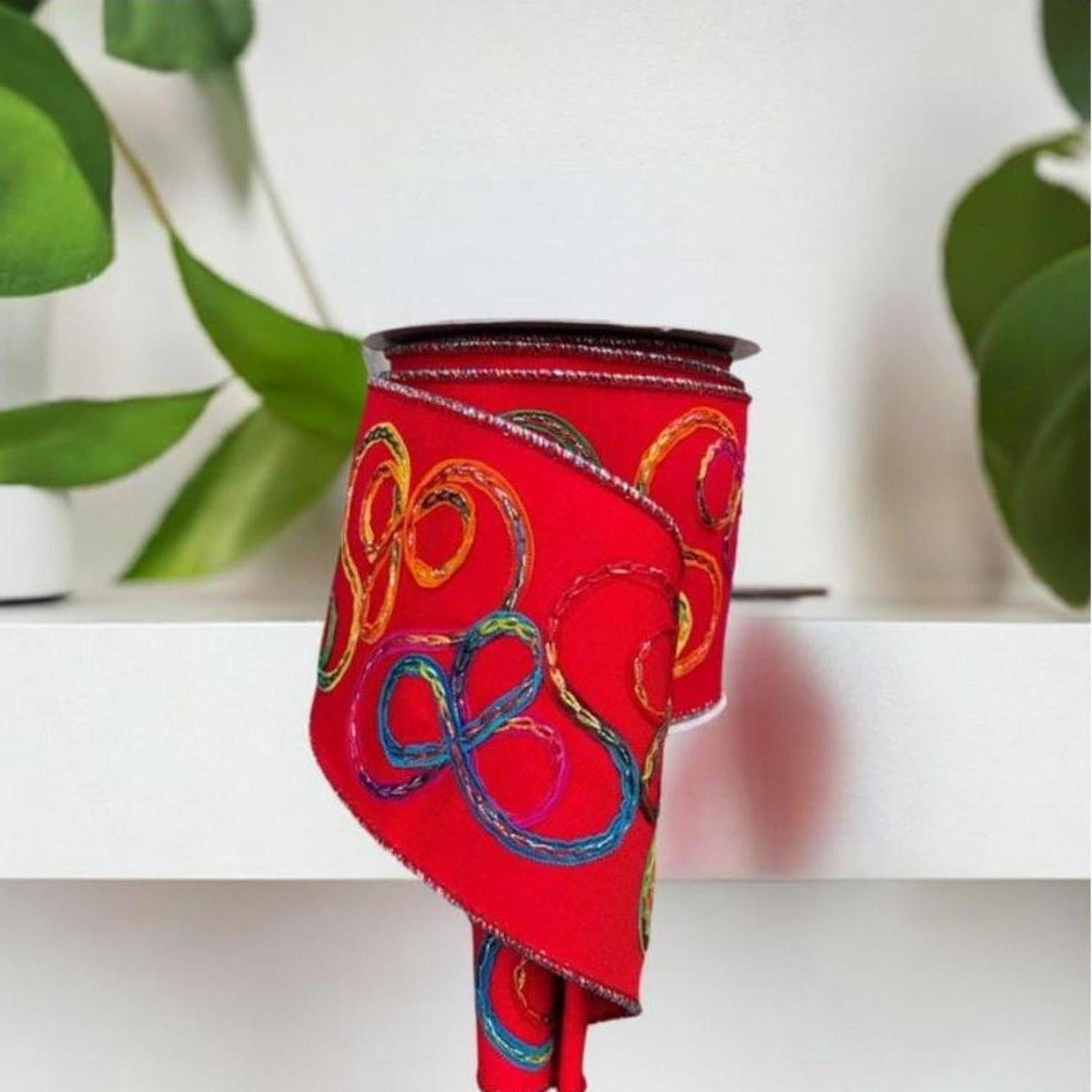 4" Candy Loop Ribbon: Red (10 Yards)