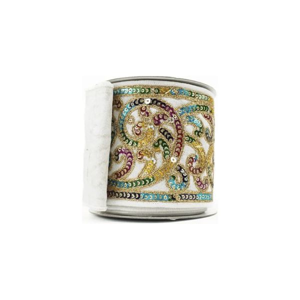 Shop For 4" Carnaval Plumes Ribbon: White (5 Yards) at Michelle's aDOORable Creations