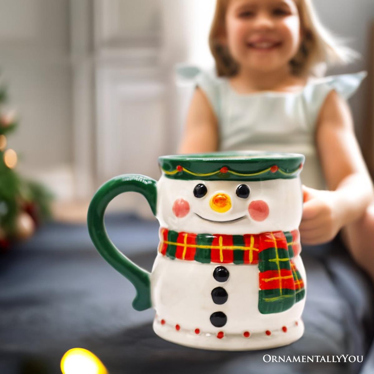 Shop For 4" Ceramic Mug Wonderful Plaid Scarf Snowman