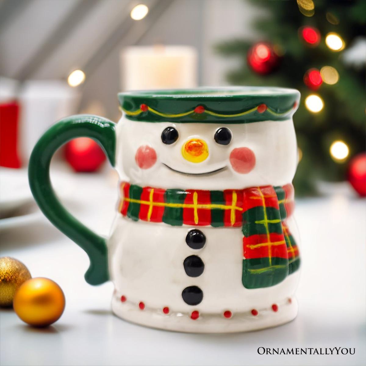 Shop For 4" Ceramic Mug Wonderful Plaid Scarf Snowman