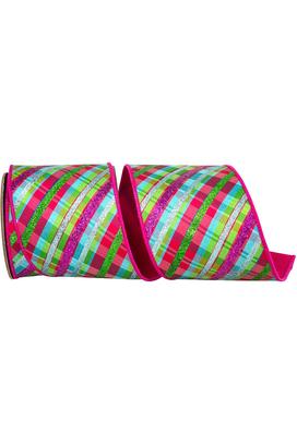 Shop For 4" Deluxe Bright Plaid Ribbon: Fuchsia (5 Yards)