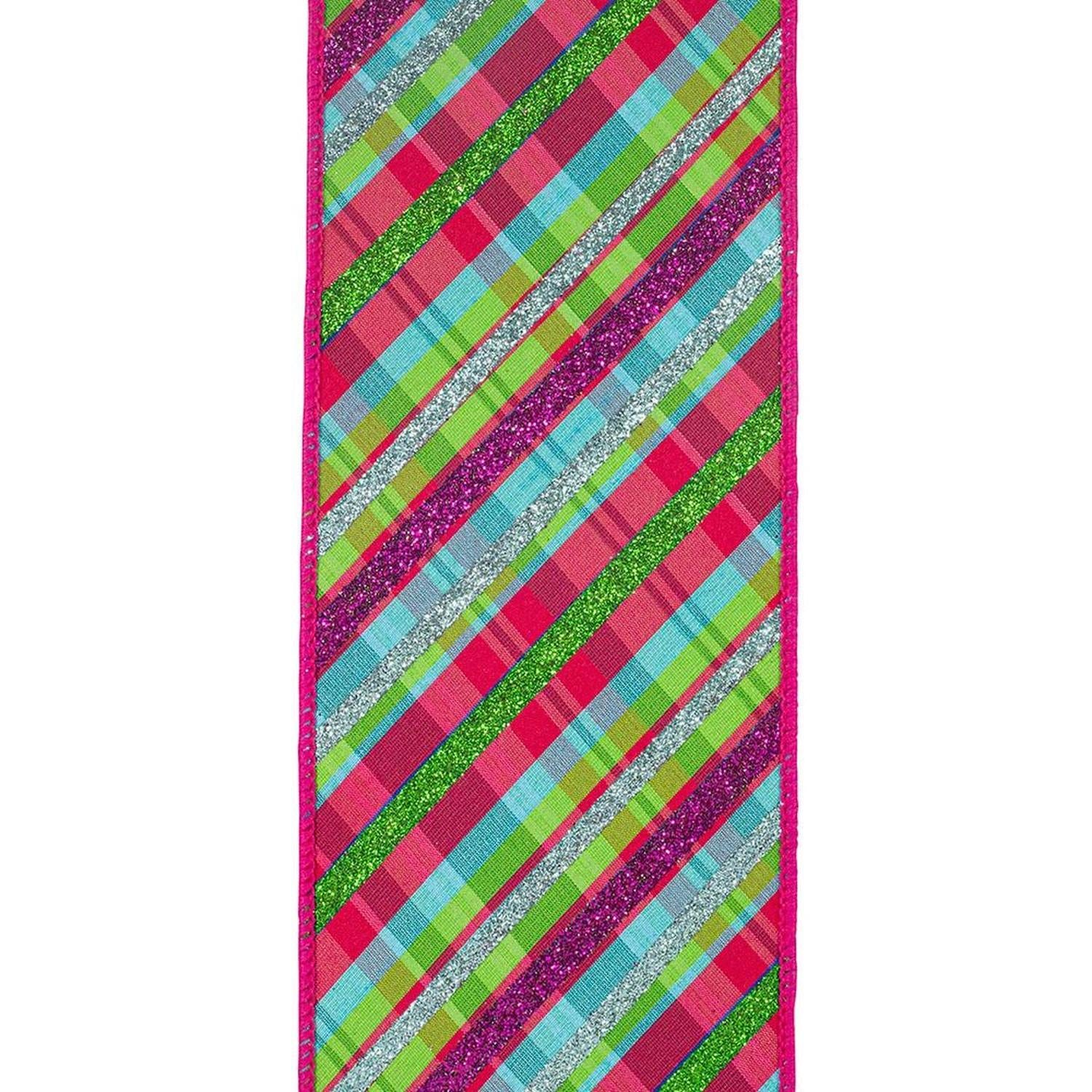 4" Deluxe Bright Plaid Ribbon: Fuchsia (5 Yards)