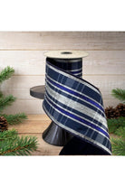 Shop For 4" Dupion Plaid Glitter Ribbon: Navy, Silver and Gray (5 Yards)