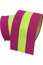 Shop For 4" Dupion Striped Ribbon: Fuchsia/Lime (10 Yards)