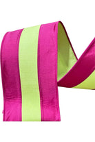 Shop For 4" Dupion Striped Ribbon: Fuchsia/Lime (10 Yards)