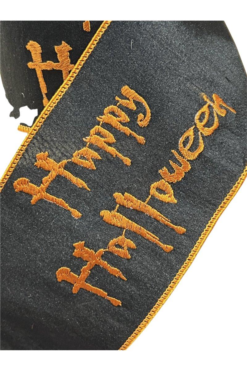 Shop For 4" Embroidered Happy Halloween Ribbon: Black (10 Yards)