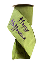 Shop For 4" Embroidered Happy Halloween Ribbon: Lime (10 Yards)