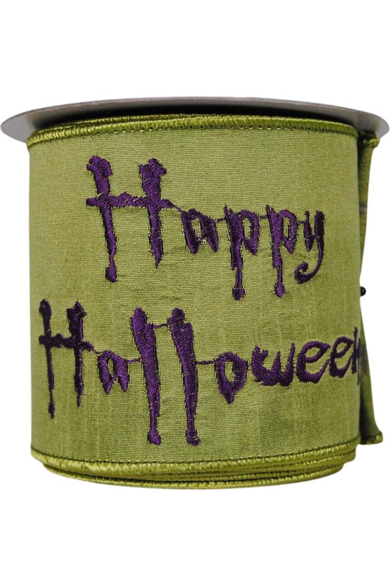 Shop For 4" Embroidered Happy Halloween Ribbon: Lime (10 Yards)