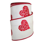 Shop For 4" Embroidered Hearts Ribbon: White/Red (10 Yards)