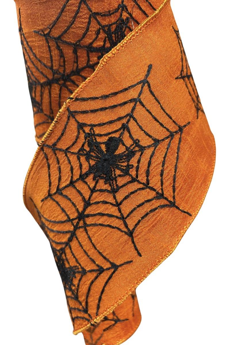 Shop For 4" Embroidered Spider Web Ribbon: Orange (10 Yards)